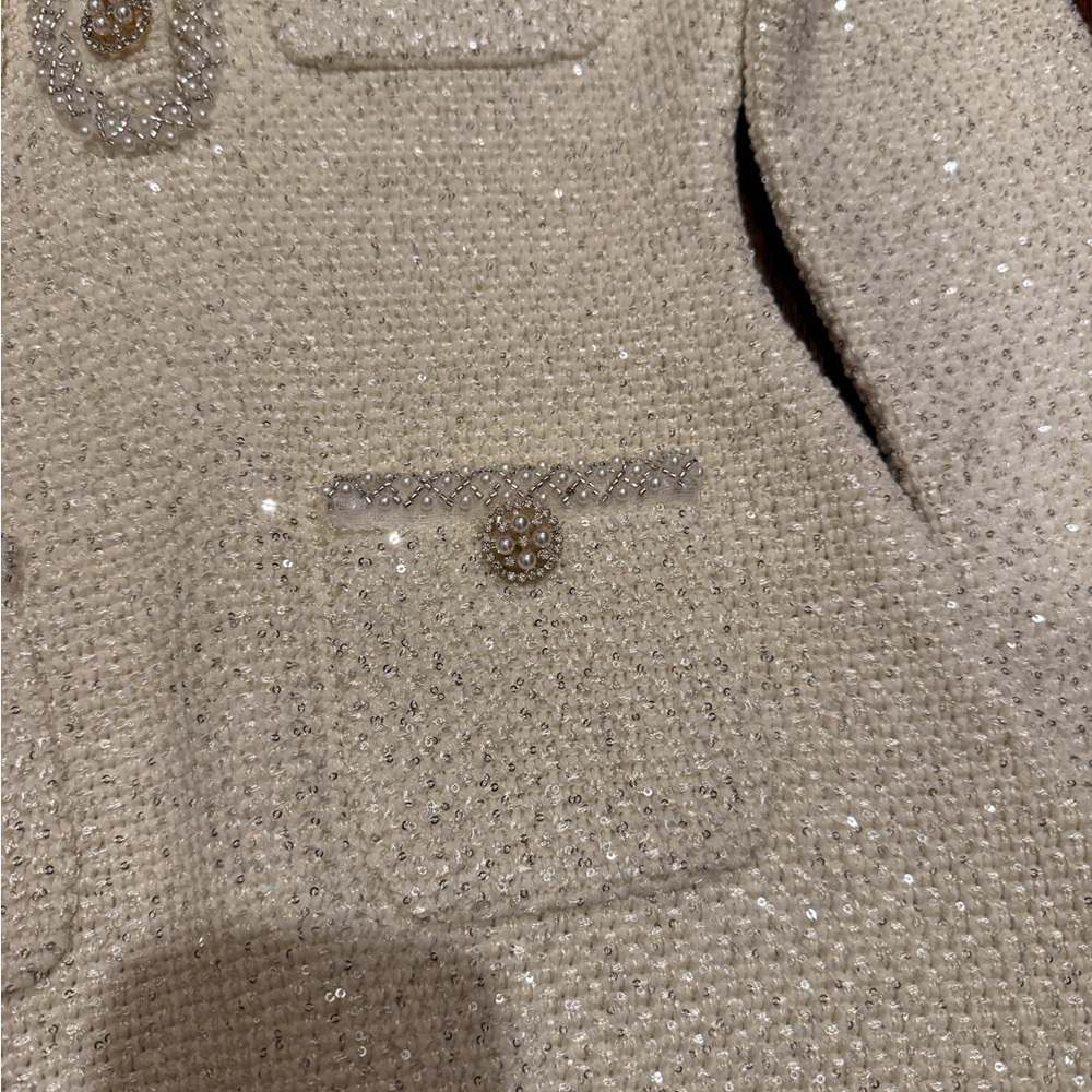 self-portrait
Cream Sequin Knit Pearl Mini Dress 2 - Picture 6 of 7